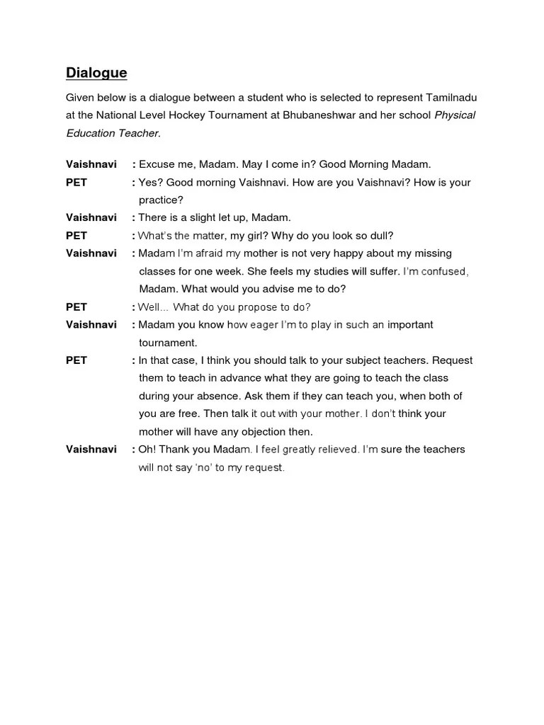 Dialogue Student Conversation Example in English | PDF
