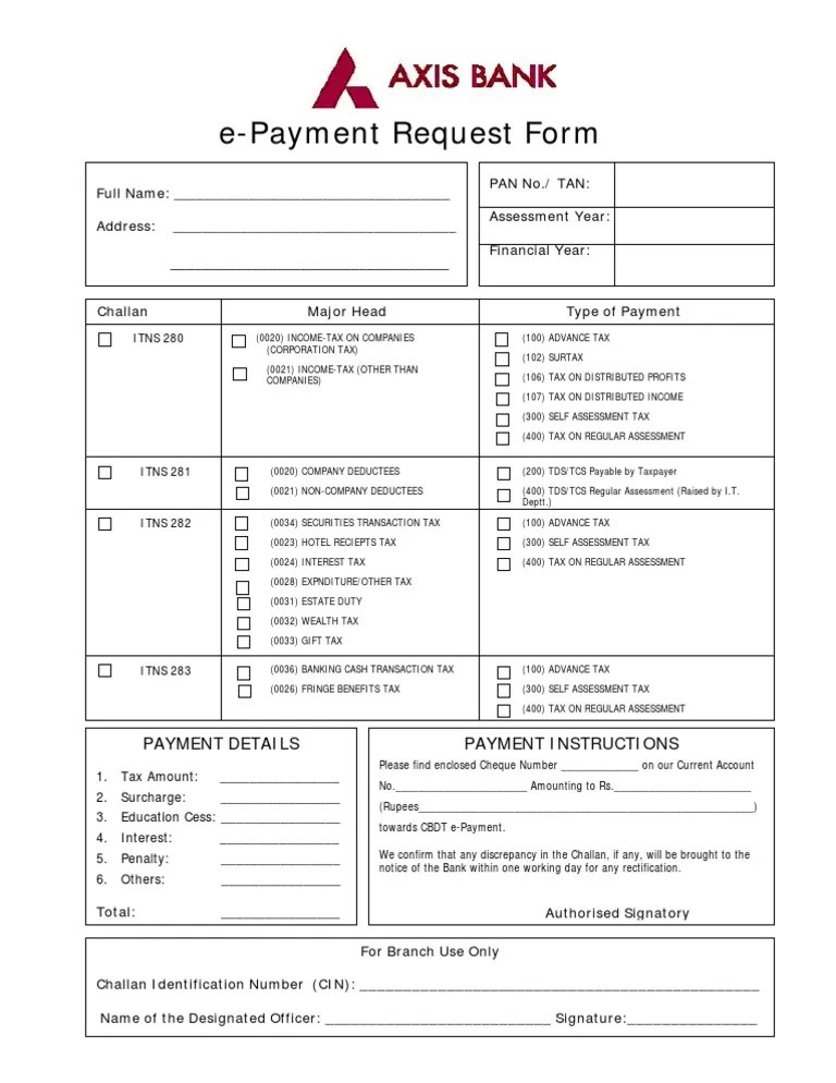 20083004 CBDT EPayment Request Form