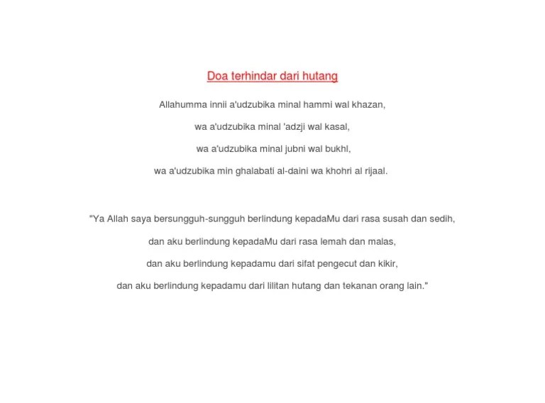 Doa Terhindar Dari Hutang