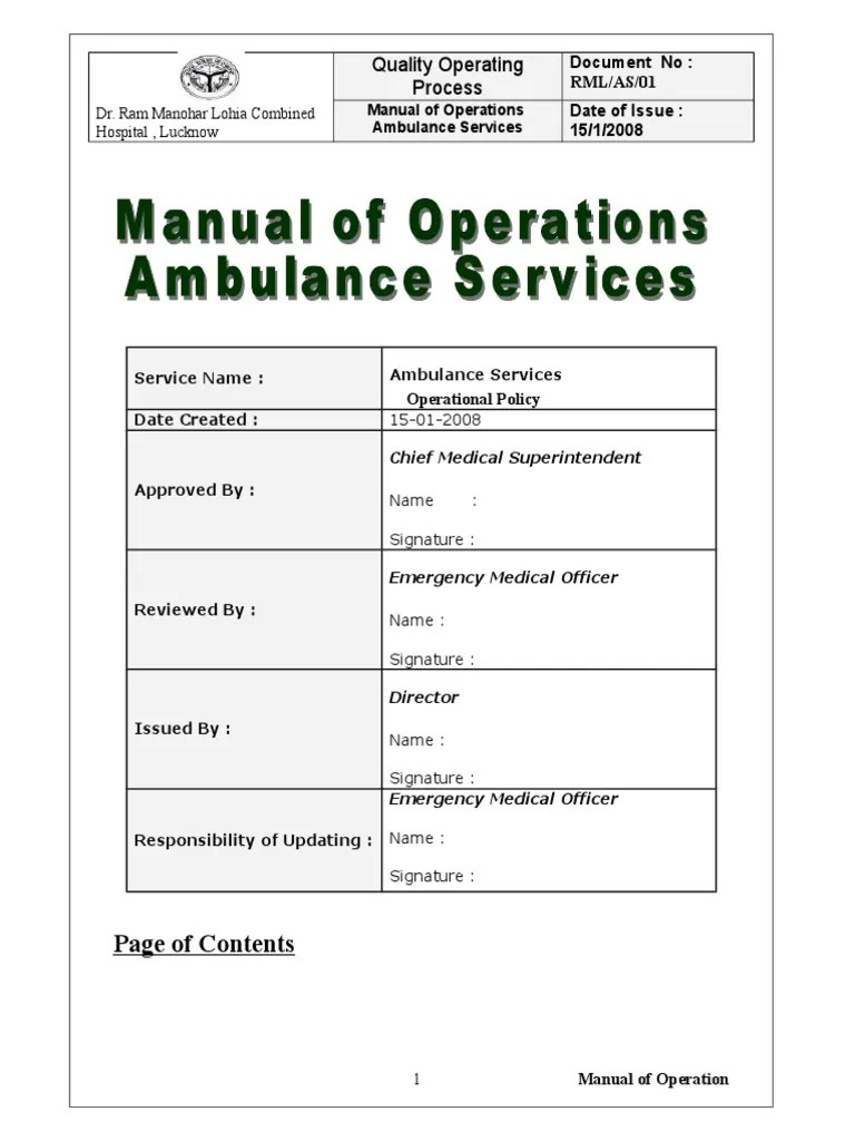 Policy for Ambulance Services[1] Emergency Medical Services