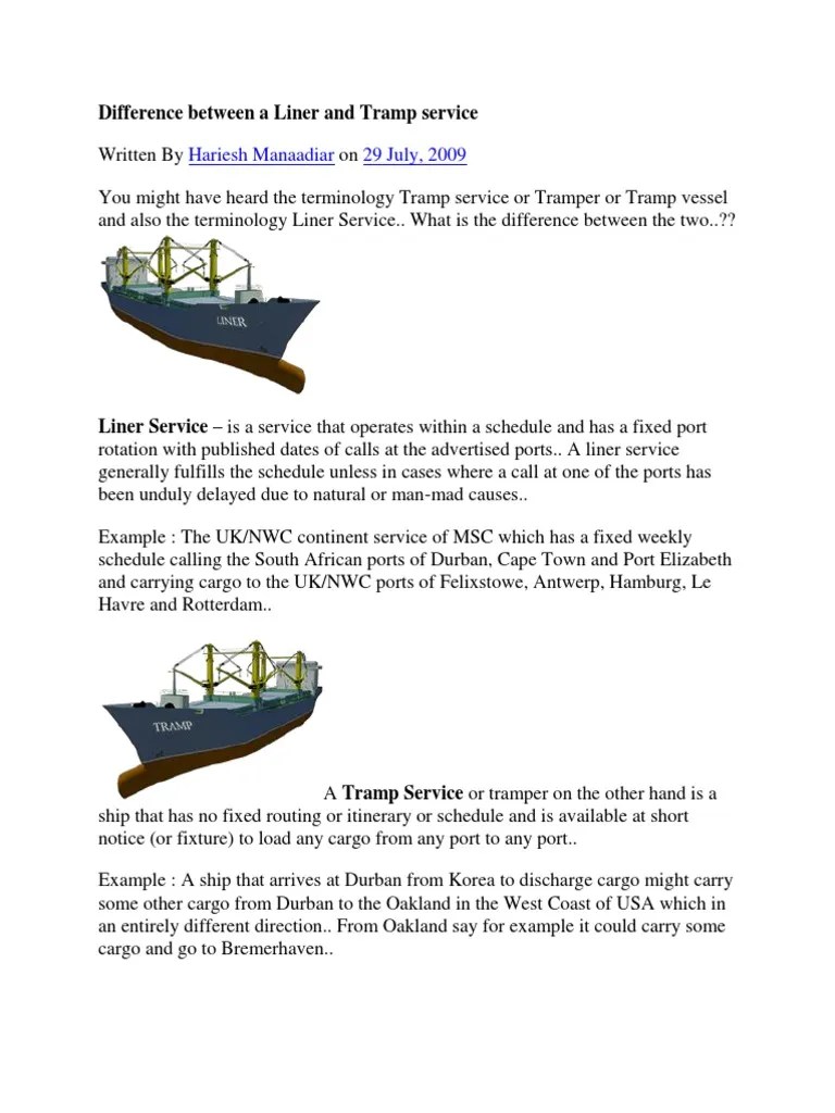 Difference Between a Liner and Tramp Service Ships Port