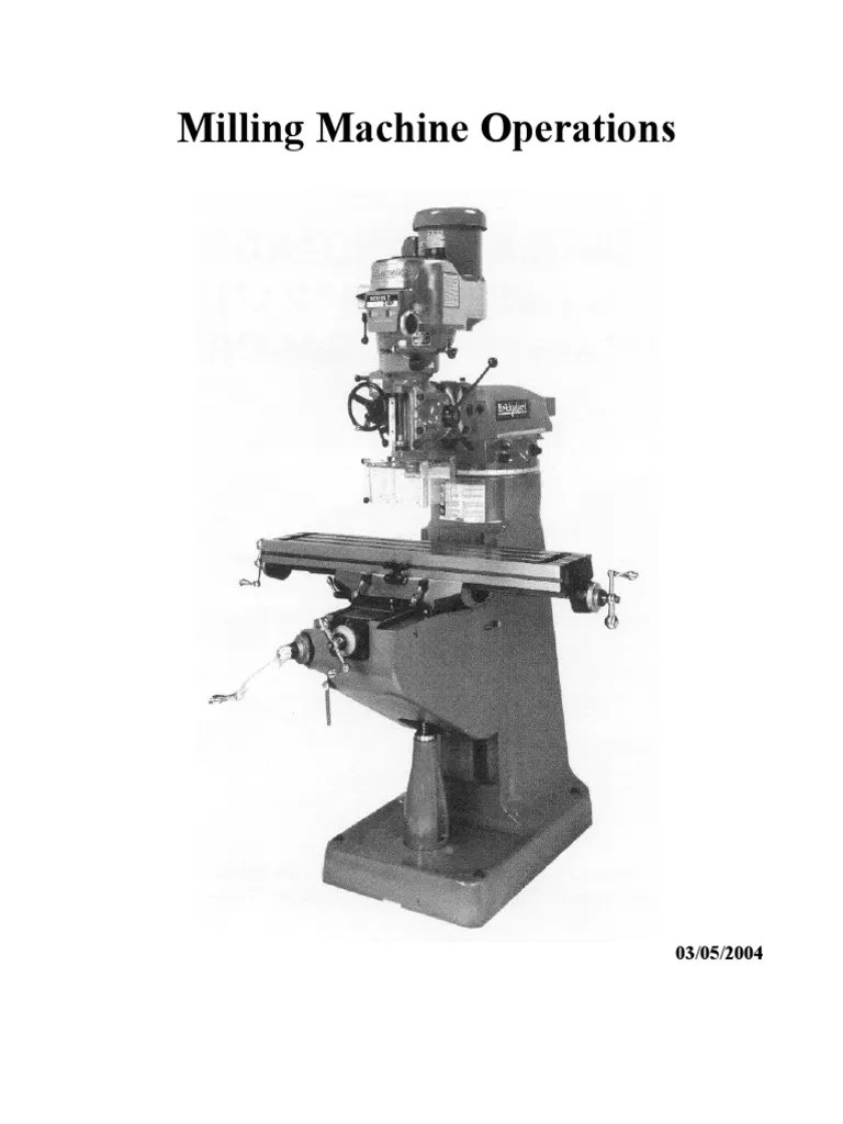 Milling Machine Operation PDF Machining Tools