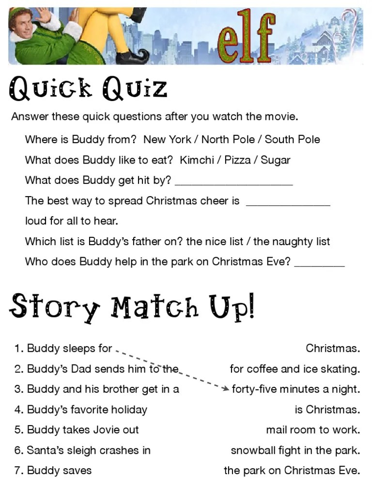 Elf Worksheet 2 Seasonal Traditions Christmas Fiction