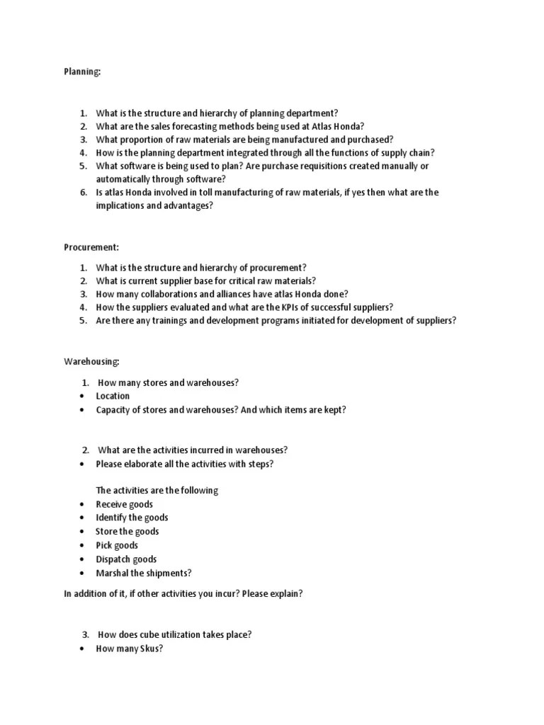 Questions to ask a supply chain manager