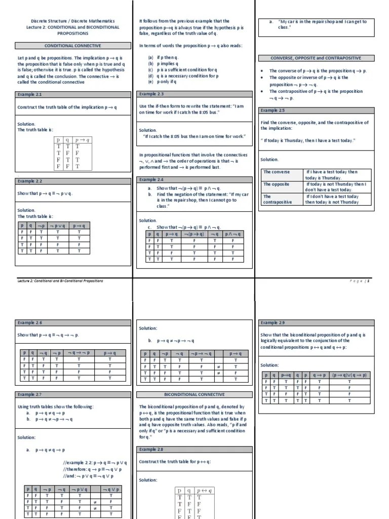 Discrete Mathematics Lecture 2 Conditional and BiConditional