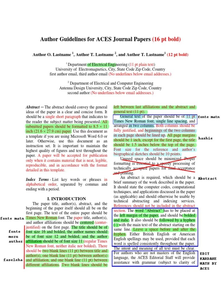 ACES Journal Paper Guidelines Jan 2013 Copyright Biography