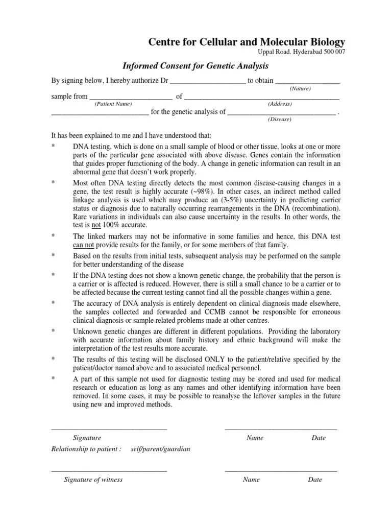 consent form for molecular diagnosis Testing Medical Diagnosis