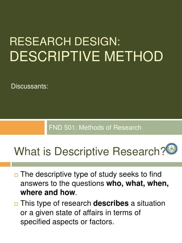 Descriptive Research Design