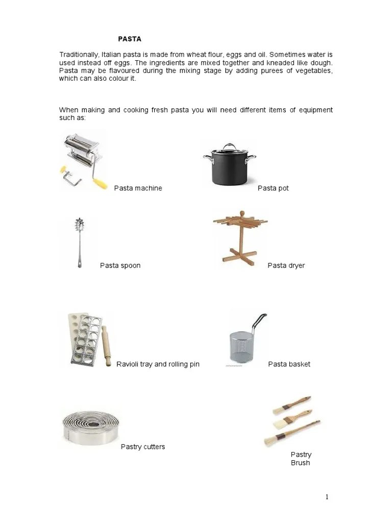 PASTA Worksheet Completed Q Pasta Dough