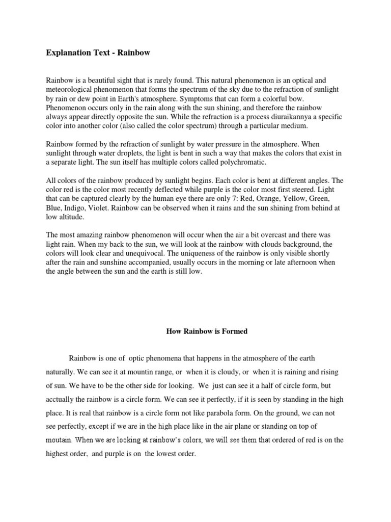 Explanation Text Rainbow How Rainbow is Formed