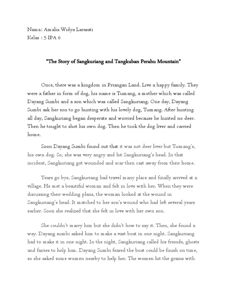 Cerita Rakyat Tangkuban Perahu Dalam Bahasa Inggris Singkat