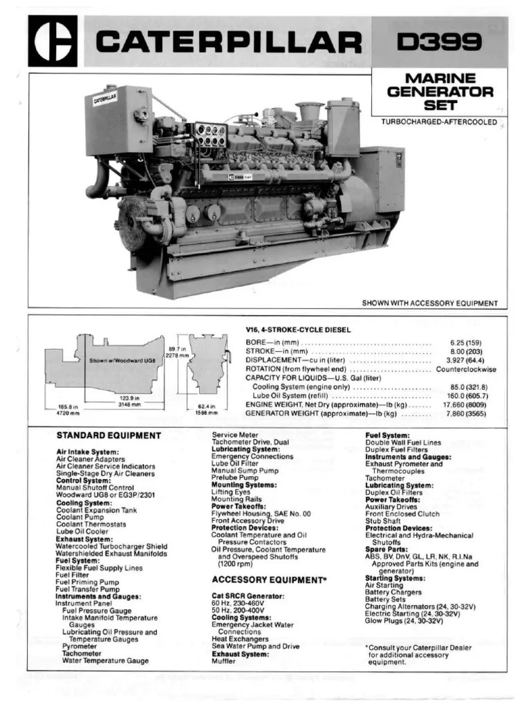 Spec Sheet Cat D399 Genset