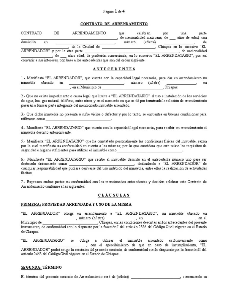 Contrato de Arrendamiento Tamaño Oficio (Machote