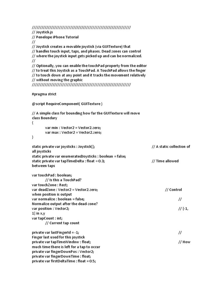 Script Joystick Unity PDF Graphical User Interfaces System Software