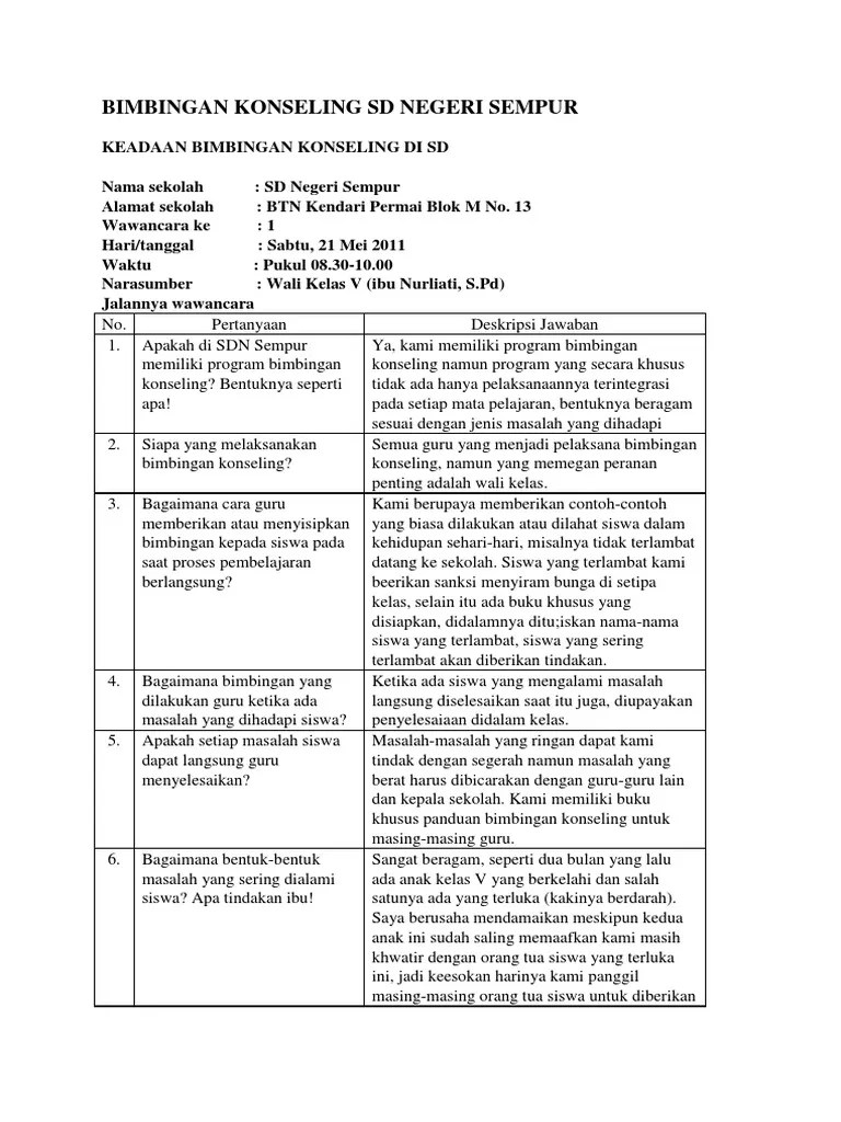 Bimbingan Konseling SD Negeri Sempur | PDF