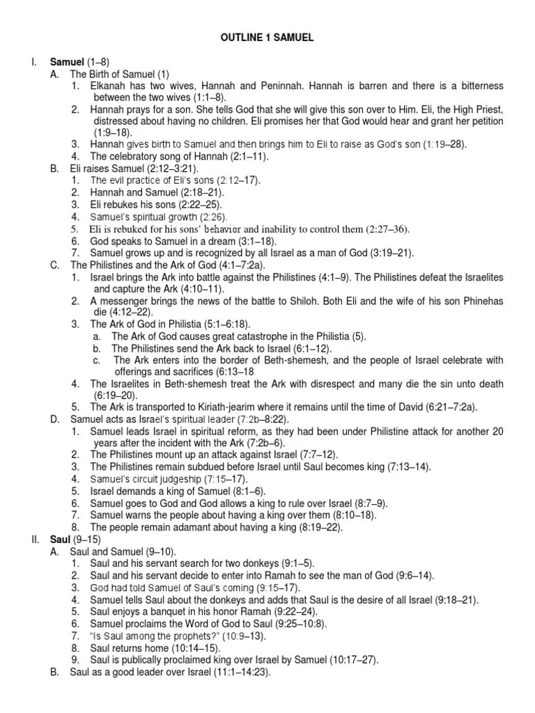 Outline 1 Samuel Saul David