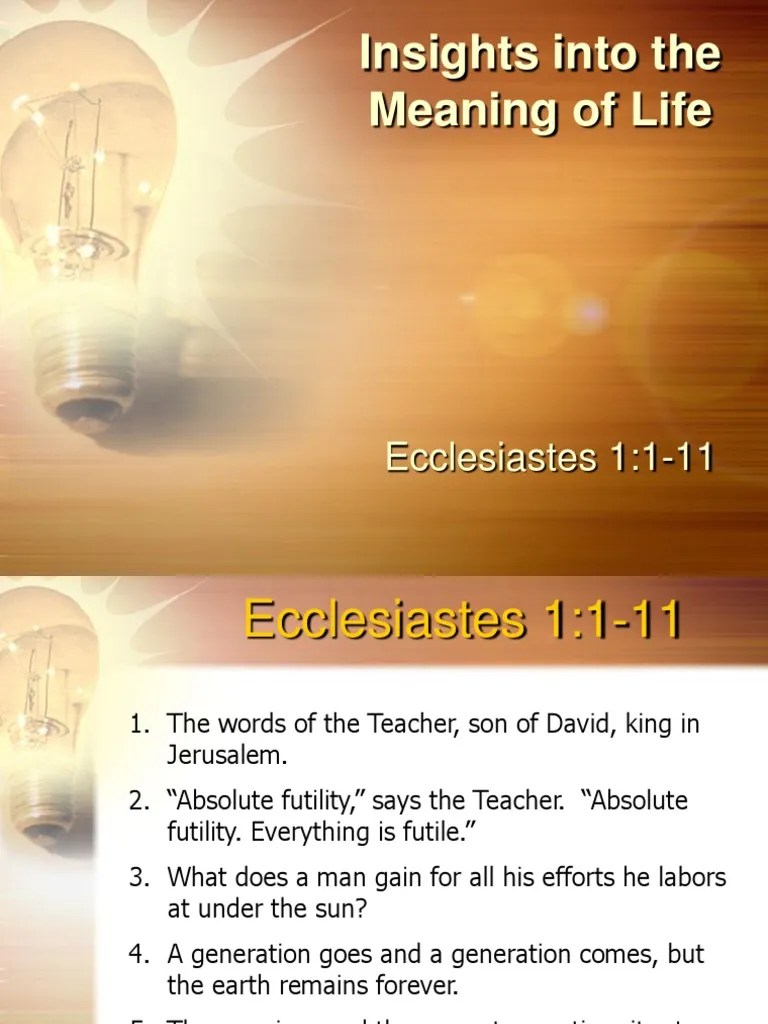 Ecclesiastes Ecclesiastes Meaning Of Life