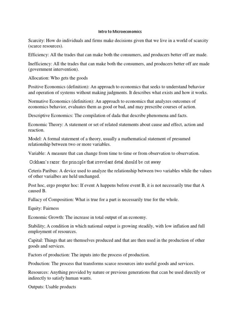 AP Econ chapter 1 notes Factors Of Production Economics
