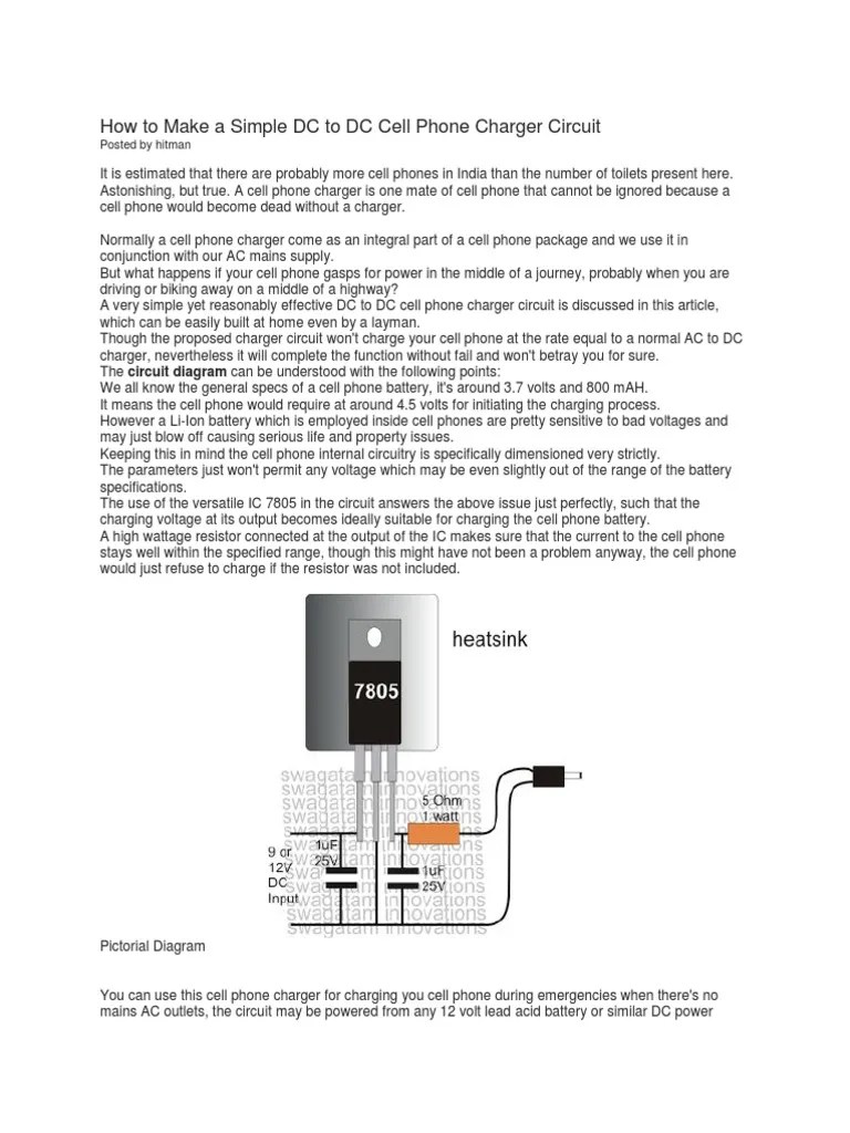 How To Make A Simple DC To DC Cell Phone Charger Circuit PDF