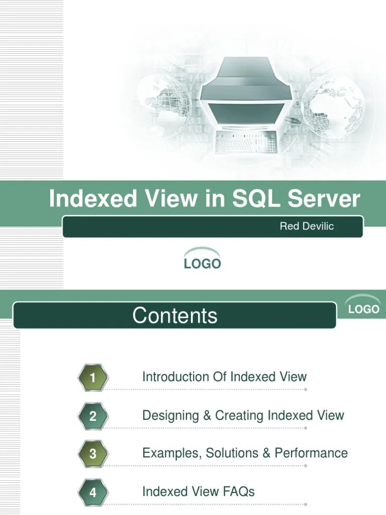 Indexed View in SQL Server PDF Database Index Microsoft Sql Server