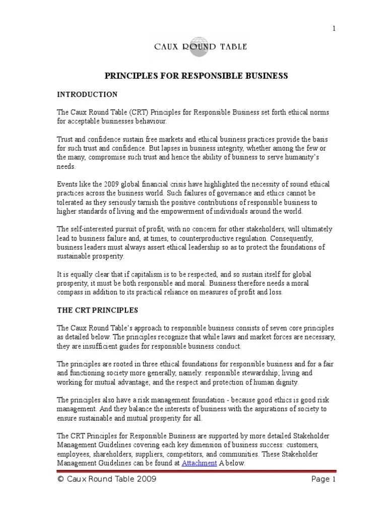 Caux Round Table Principles For Responsible Business PDF