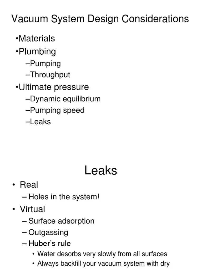 Vacuum System Design Considerations PDF Vacuum Valve
