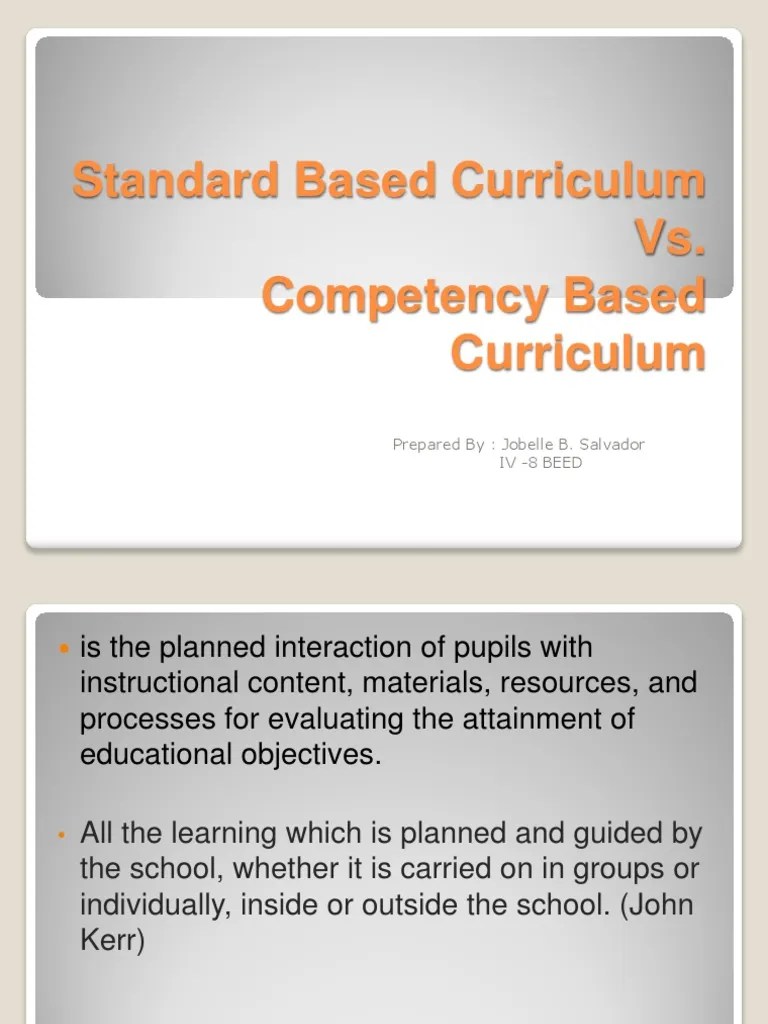Standard Based Curriculum Vs Competency Based Curriculum PDF
