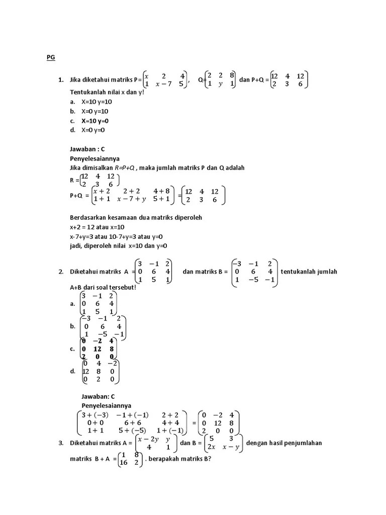 Ilhamsyah Ibnu Hidayat - Kumpulan Soal-Soal Matriks | PDF
