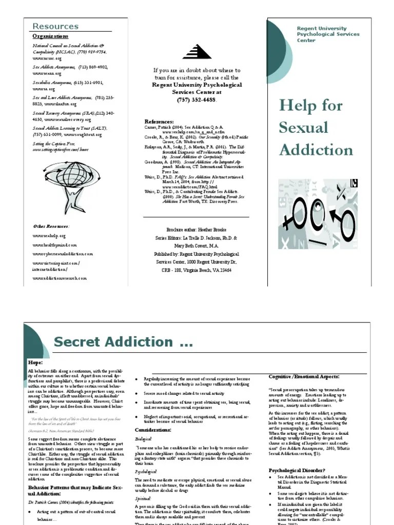 Sex Addiction Brochure Sexual Addiction Depression (Mood)