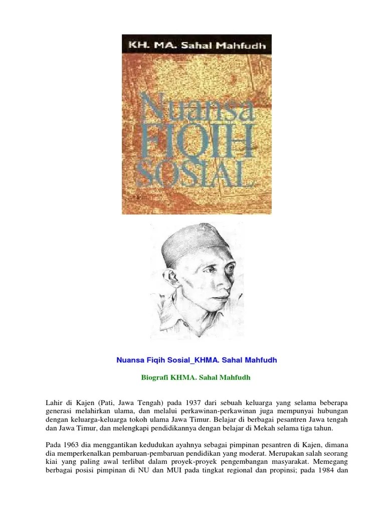 Nuansa Fiqih Sosial, Oleh Dr. KHMA Sahal Mahfudz