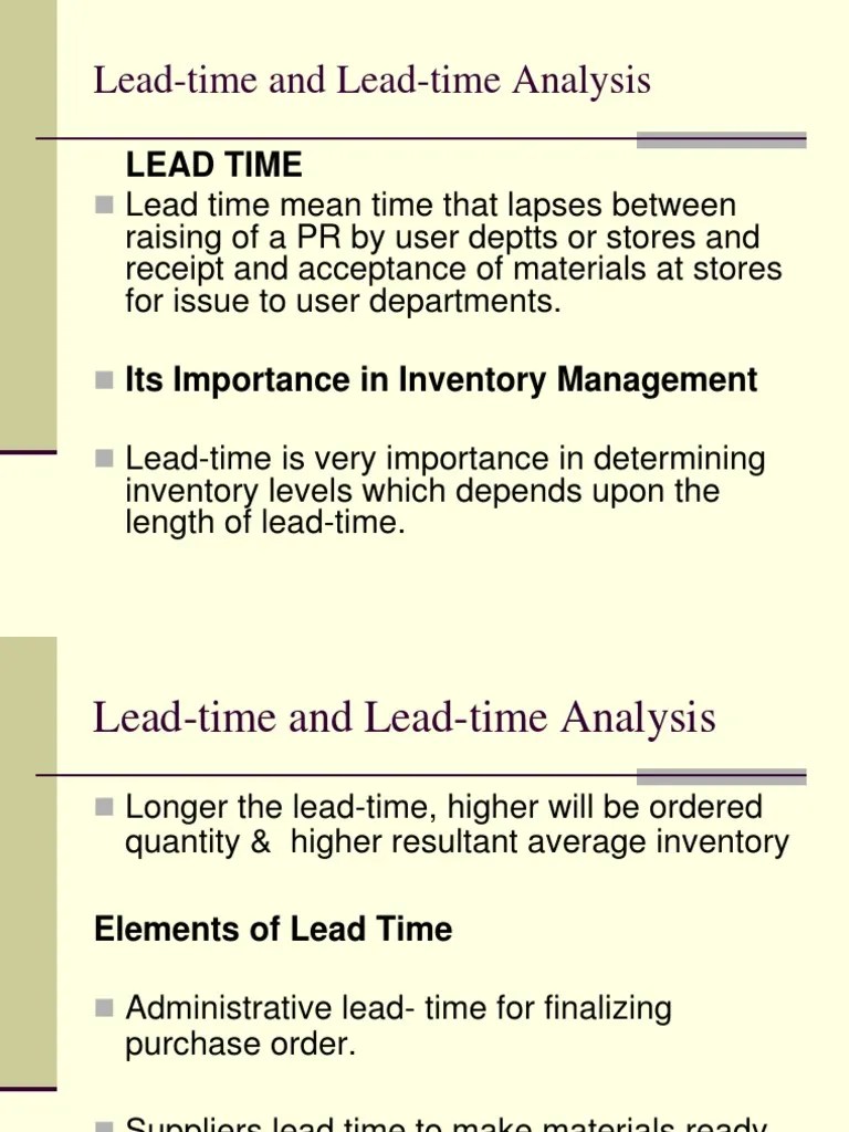 Lead Time and Lead Time Analysis Inventory Supply Chain Management