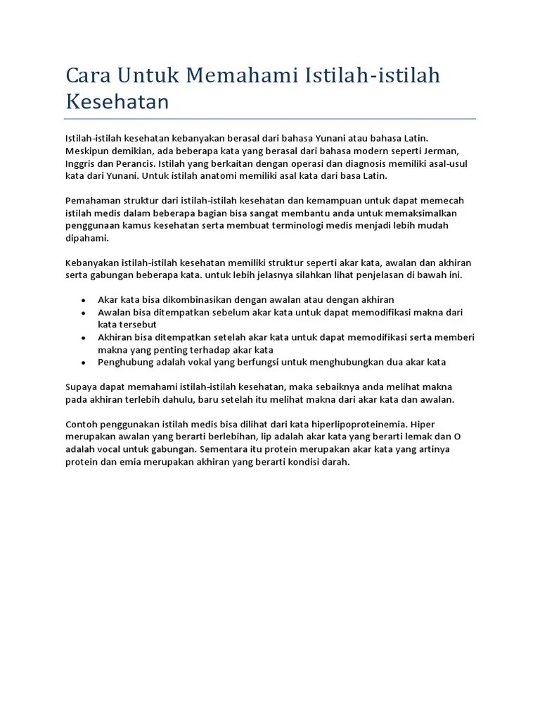 Istilah Medis Dalam Kesehatan – Rasanya