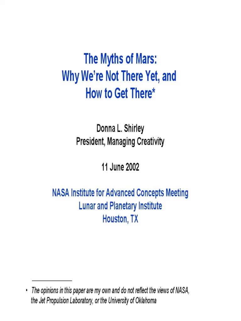 Myths of Mars Jun 02 PDF Lander (Spacecraft) Nasa