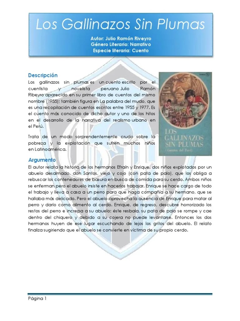 Los Gallinazos Sin Plumas Julio Ramon Ribeyro Cuentos Perú