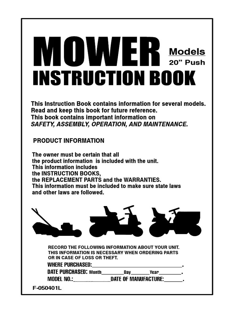 Manual Murray 20 | PDF | Mower | Internal Combustion Engine