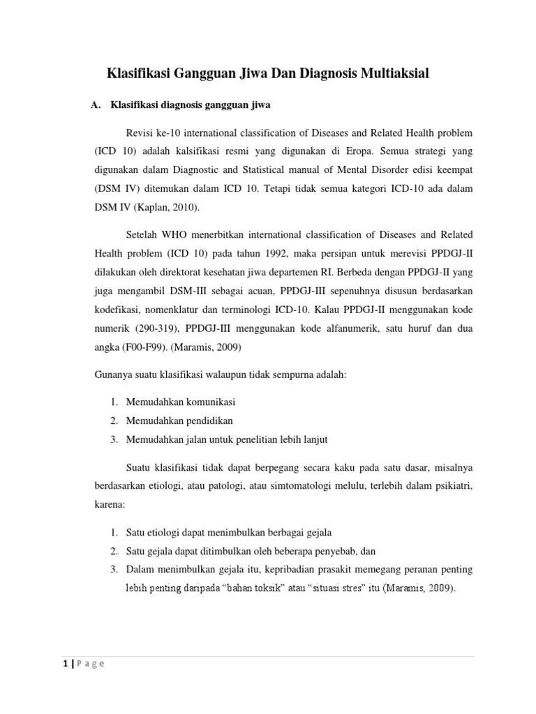Klasifikasi Gangguan Jiwa Dan Diagnosis Multiaksial