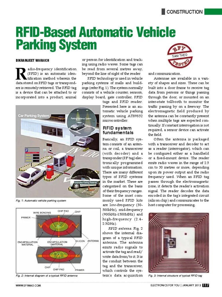 RFID Based Automatic Vehicle Parking System Radio Frequency