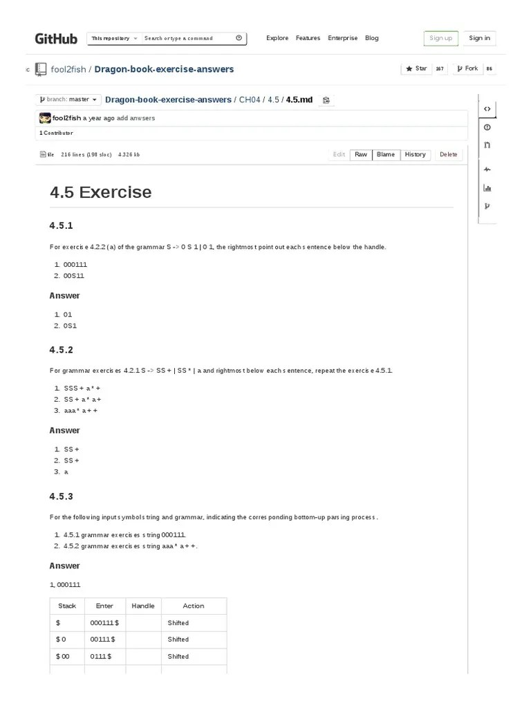 4.5 Exercise: Dragon Book Exercise Answers | PDF
