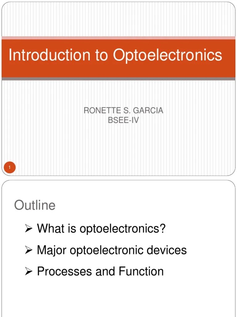 Introduction To Optoelectronics S. Garcia BseeIv PDF