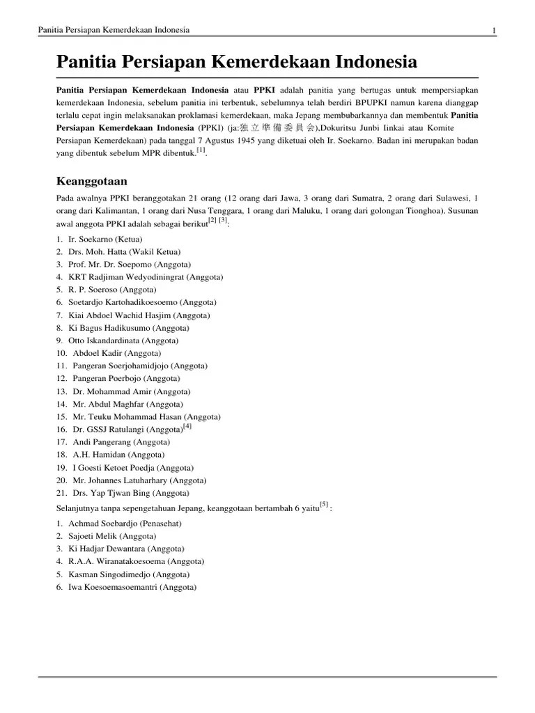 Panitia Persiapan Kemerdekaan Indonesia | PDF