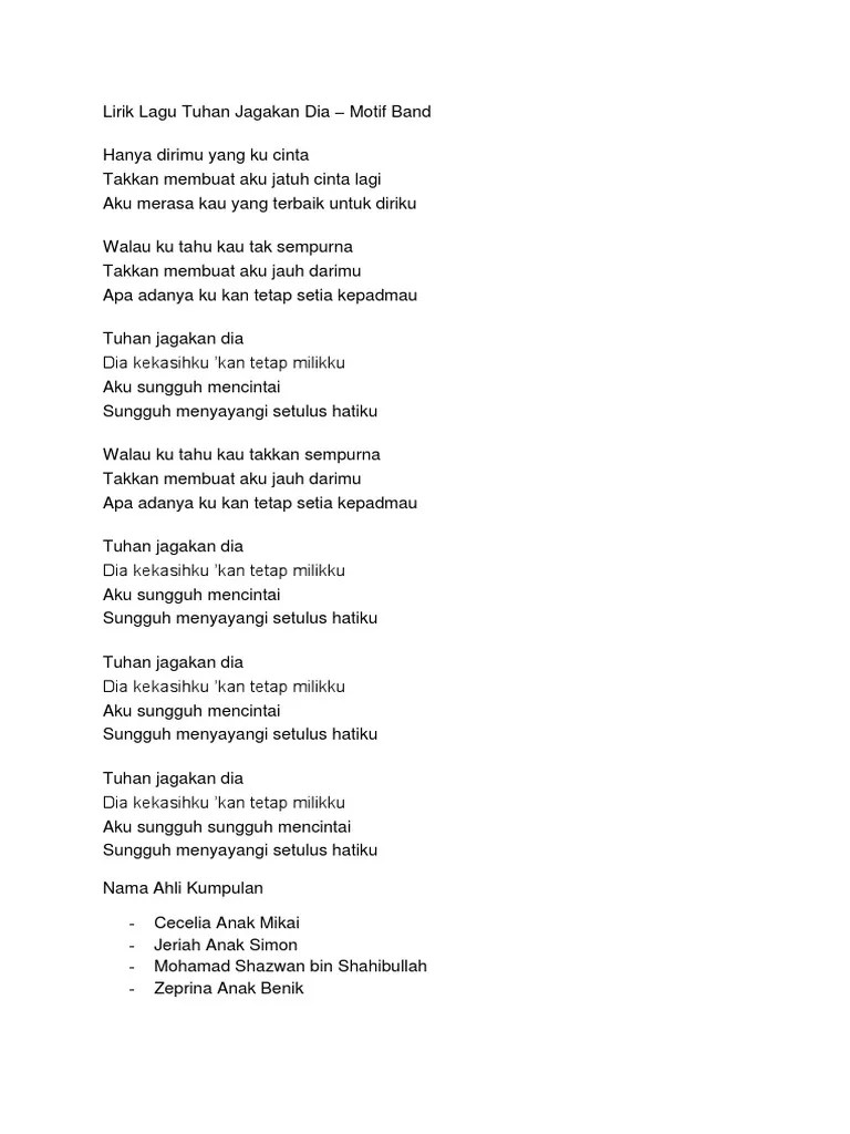 Lirik Lagu Dan Kunci Gitar Tuhan Tolong Aku Tolong Jaga Dia