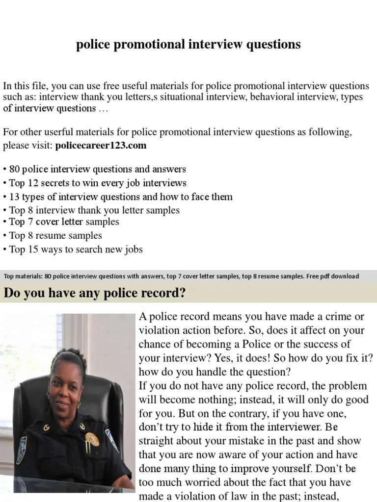 Police Promotional Interview Questions Job Interview Interview