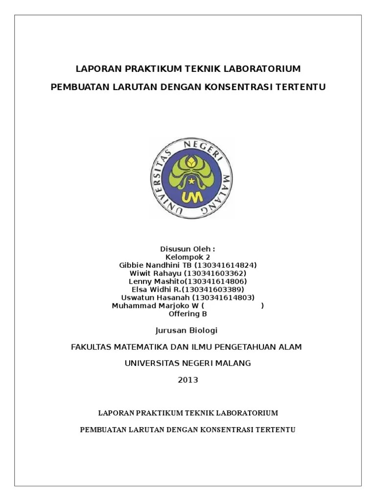 Laporan Praktikum Teknik Laboratorium Pembuatan Larutan | PDF