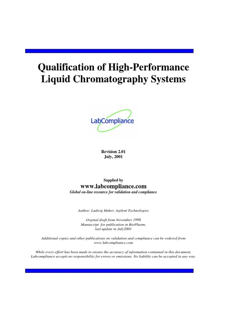 Qualification of HPLC Verification And Validation High Performance