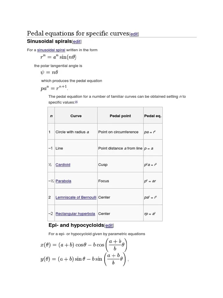 Pedal Equation PDF Geometric Shapes Analytic Geometry