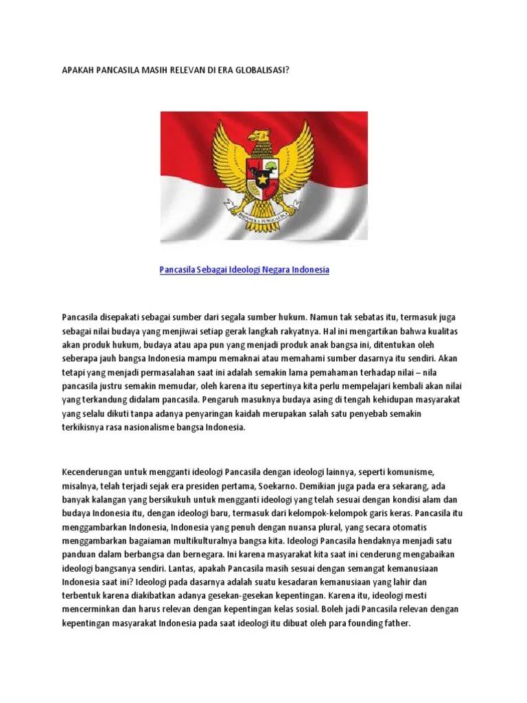 Apakah Pancasila Masih Relevan Di Era Globalisasi | PDF