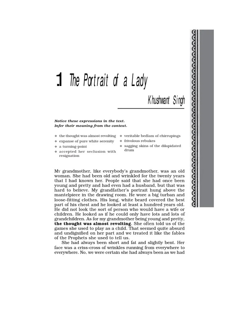 NCERT Class 11 English The Portrait of A Lady PDF