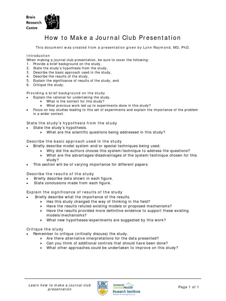 Journal Club Presentation