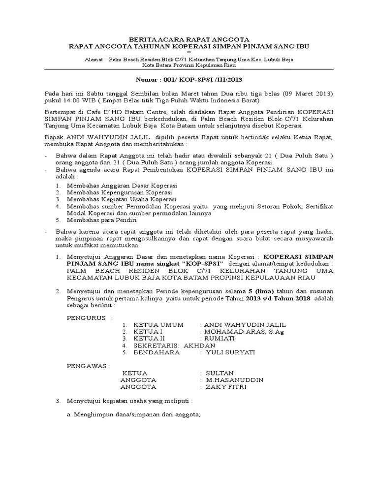 Contoh Berita Acara Rapat Pembentukan | PDF