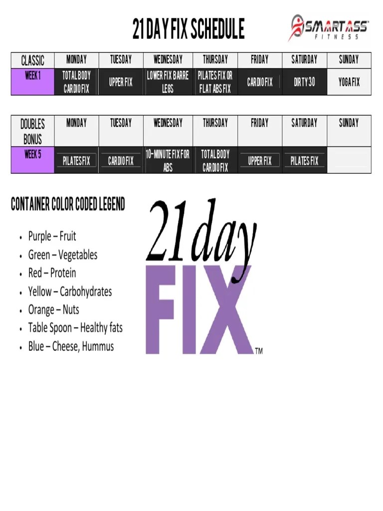 21Day Fix Workout Calendar - Printable Word Searches